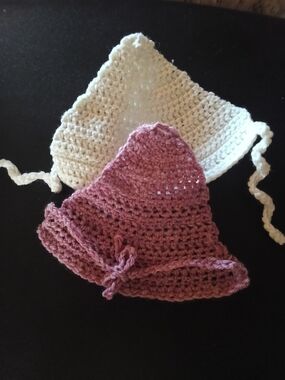 Handmade Kids Crochet Hairkercheif - Pink and Cream